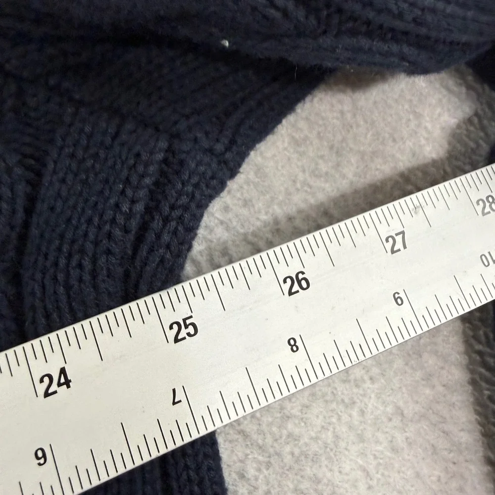 J.Crew Cable Knit Sweater Mens XL Chunky Heavy y2k preppy Navy Blue Cotton 12298